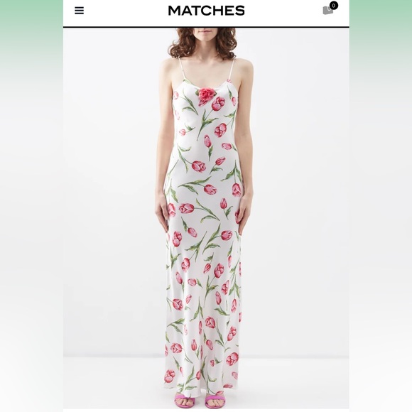 RODARTE Appliquéd printed silk-satin maxi dress - Picture 1 of 10